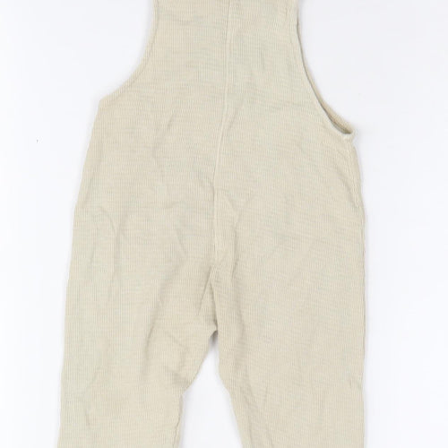 Zara Beige Baby Dungaree 9-12 Months Unisex Button Casual