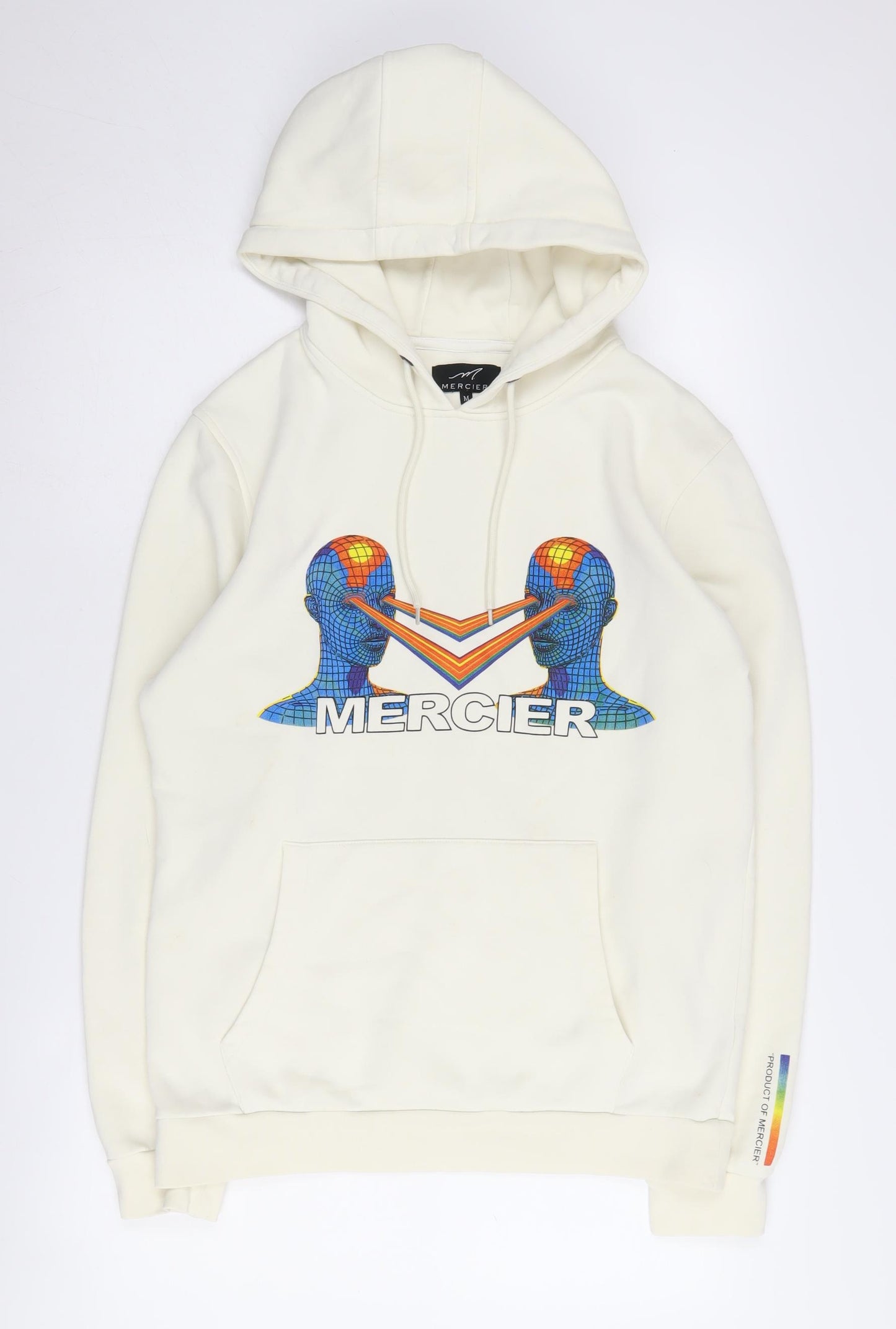 Mercier Men's Ivory Medium Graphic Art Hoodie