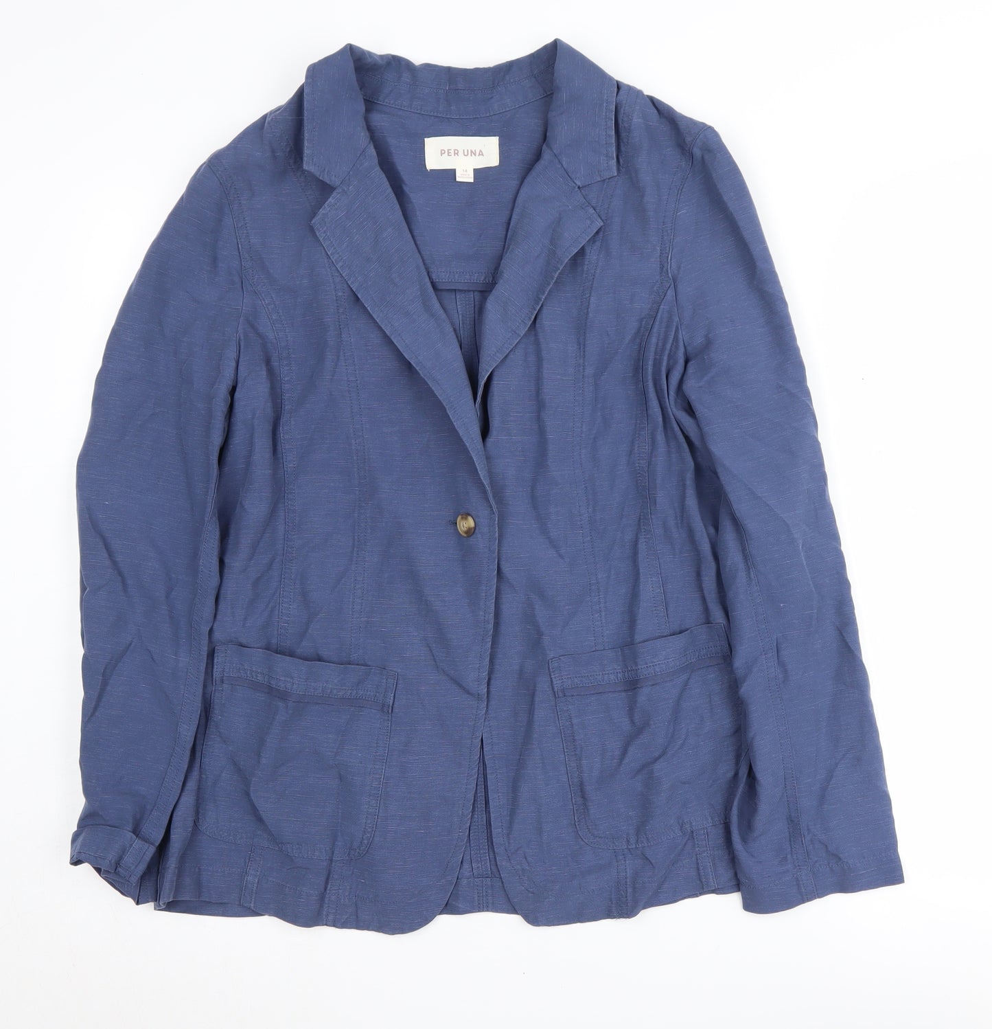 Per Una Women's Blue Blazer - Size 14, Regular Fit
