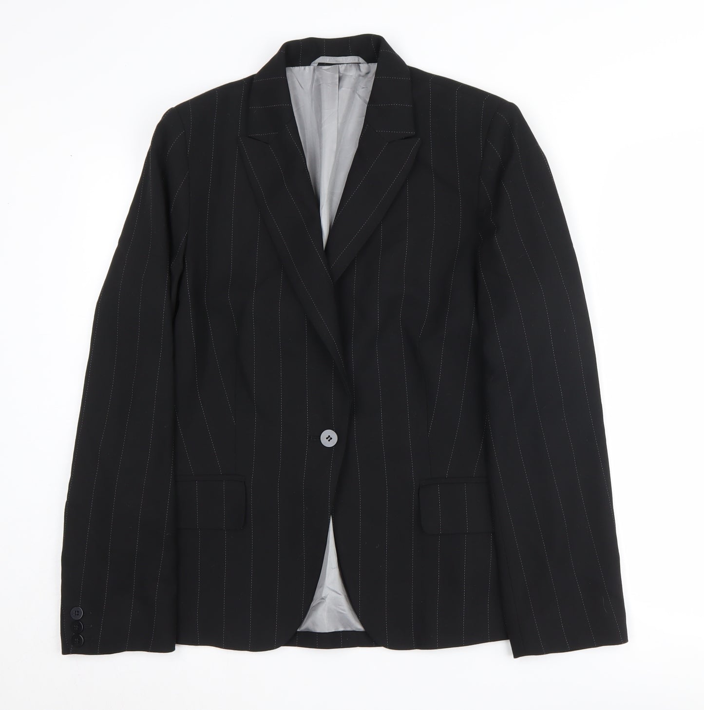 Next Women's Black Pinstripe Suit Jacket Size 14