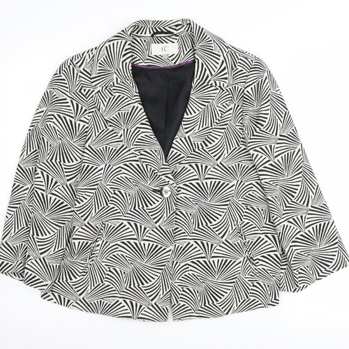 CC Women's Blazer Black/White Geometric Size 12