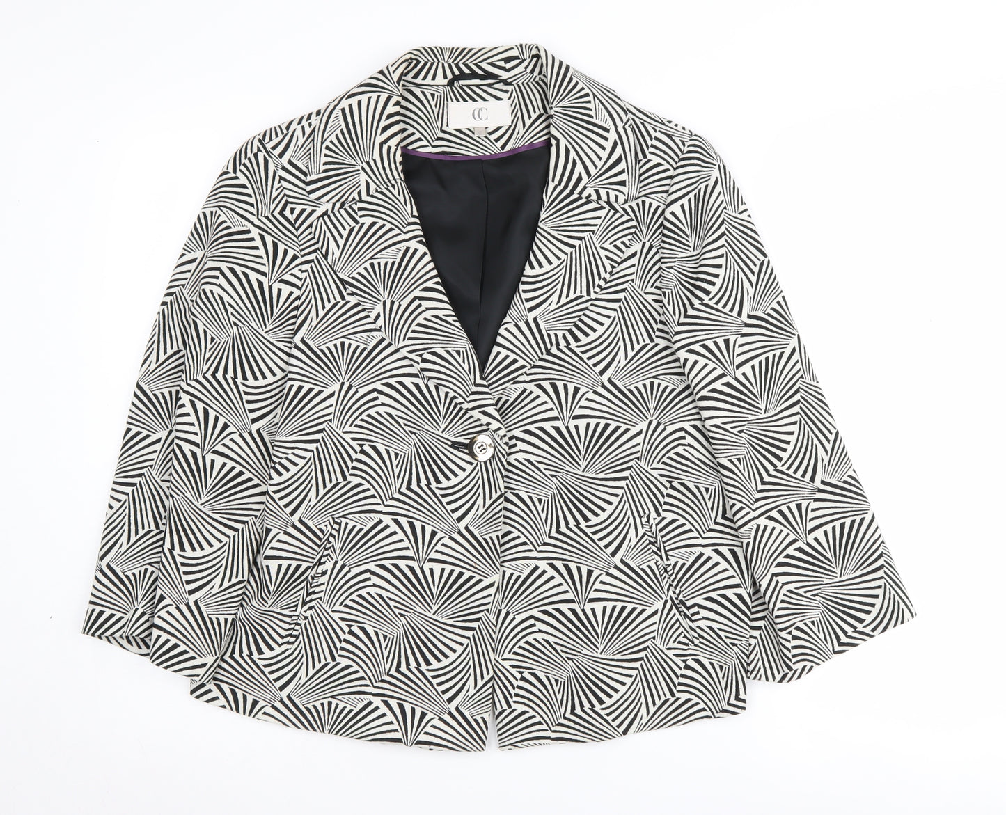 CC Women's Blazer Black/White Geometric Size 12