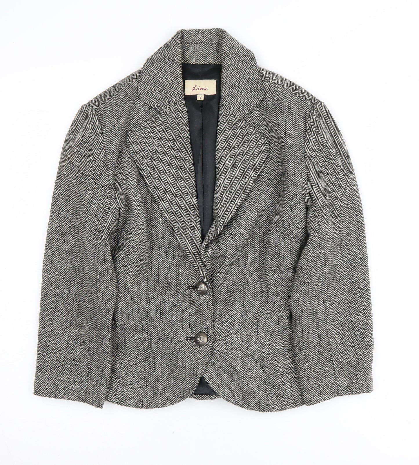 Lime Women's Grey Herringbone Blazer UK 8