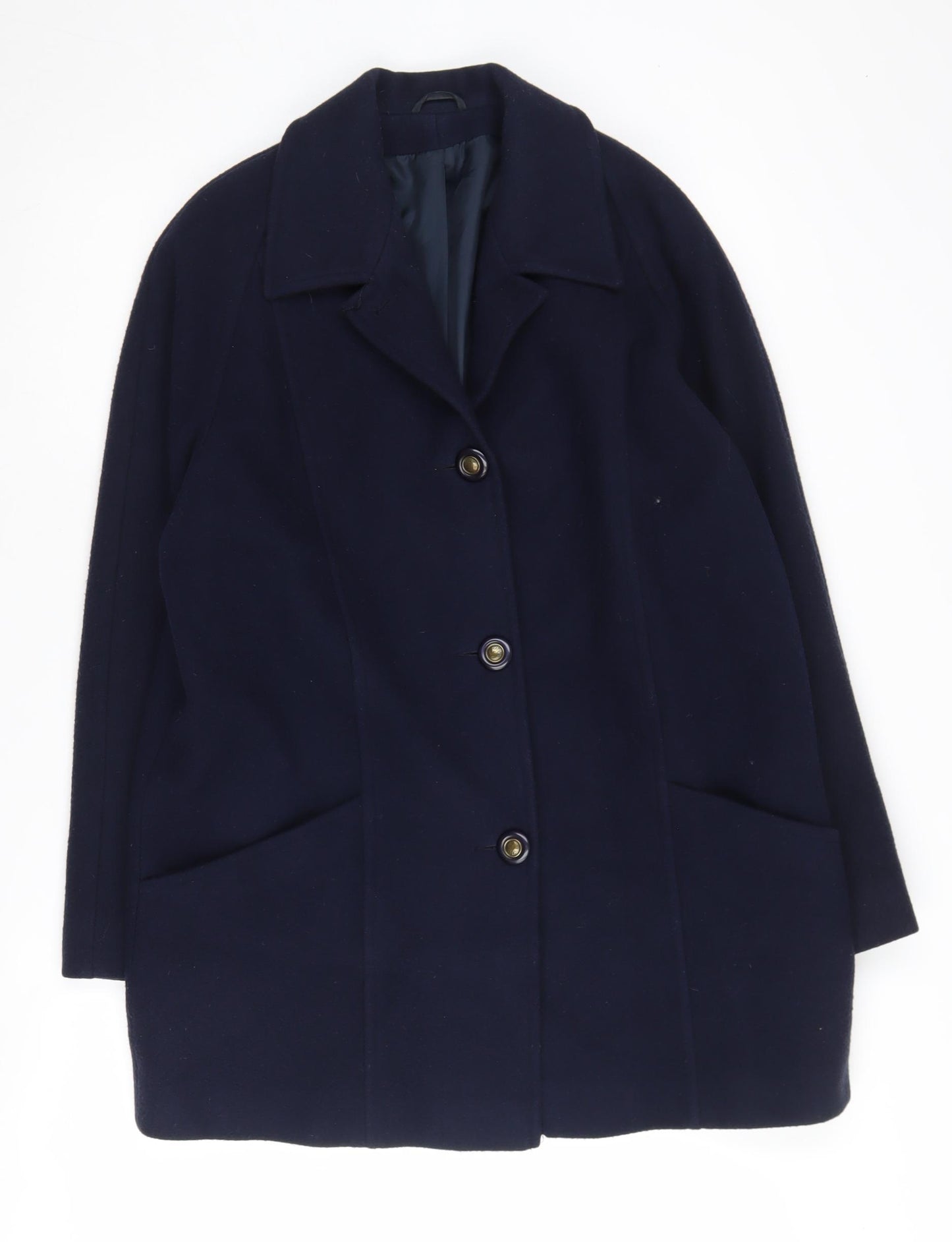 Hamells Women's Blue Wool Mid-Length Coat Size 12