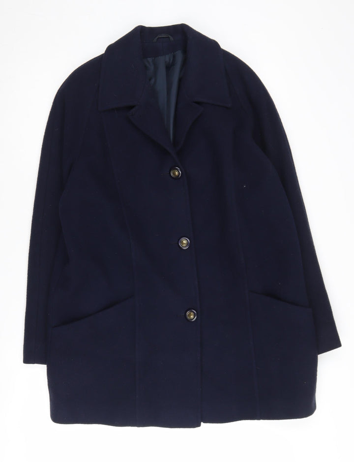 Hamells Women's Blue Wool Mid-Length Coat Size 12