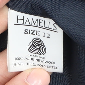 Hamells Women's Blue Wool Mid-Length Coat Size 12