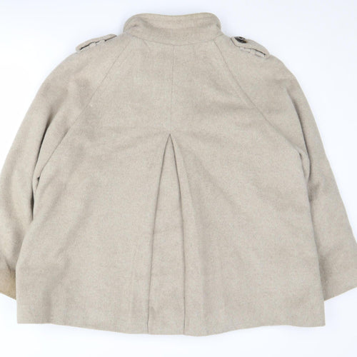 Wallis Women's Beige Pea Coat M with Button Detail