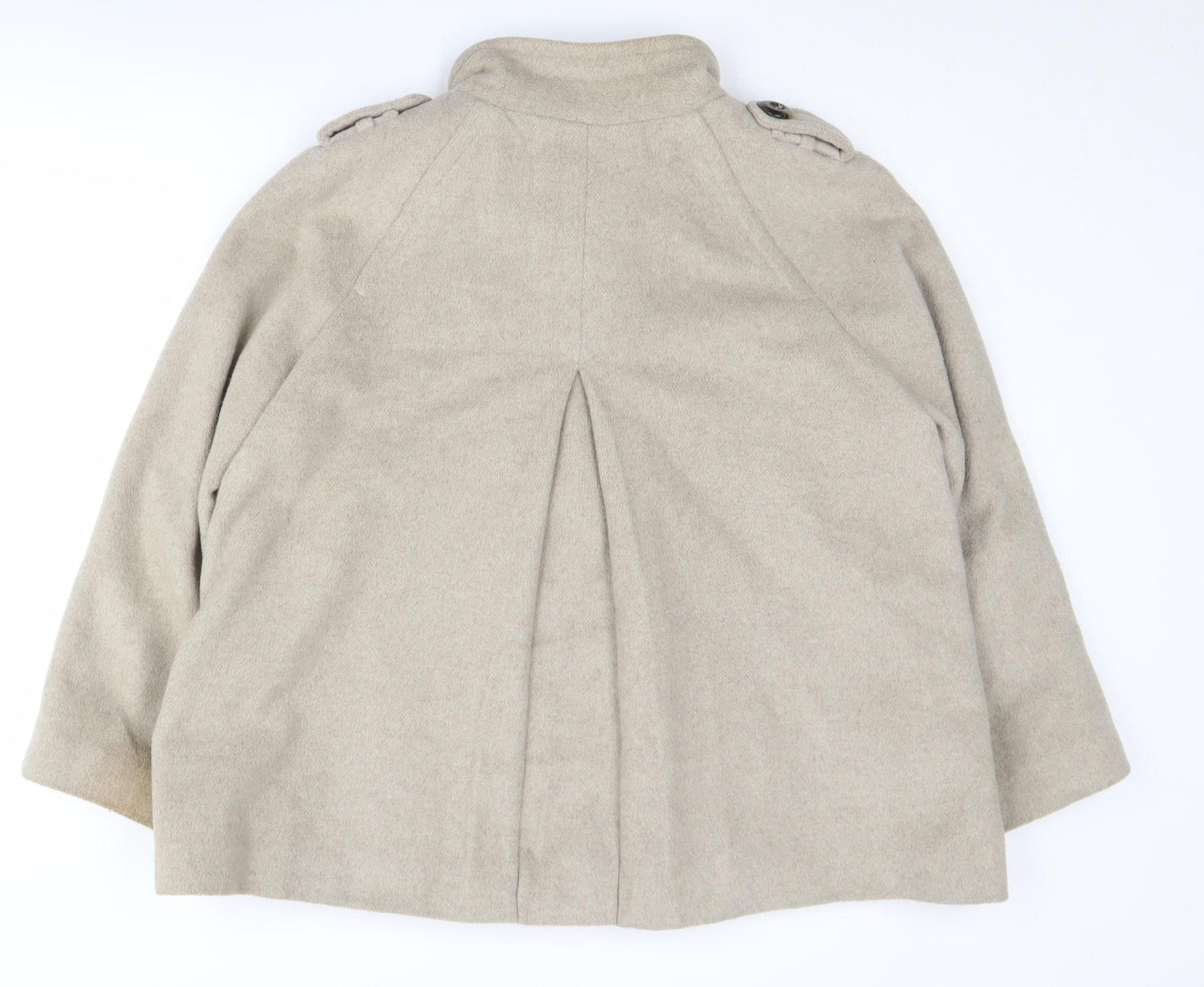 Wallis Women's Beige Pea Coat M with Button Detail