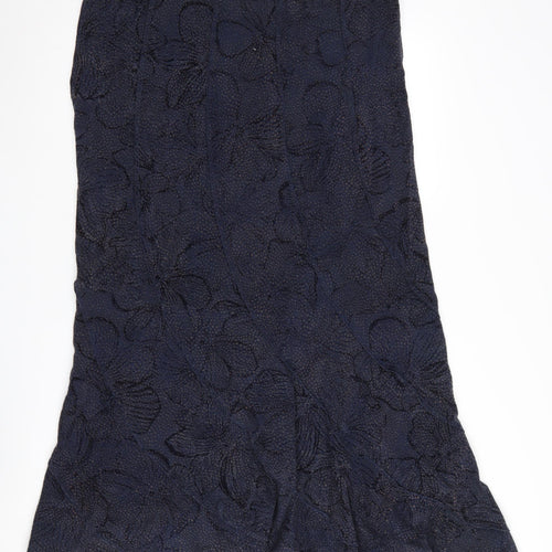 Per Una Women's Black Floral Flare Midi Skirt Size 18