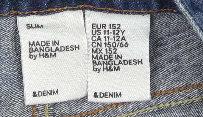 H&M Boys Blue Slim Jeans Size 12Y Casual Denim