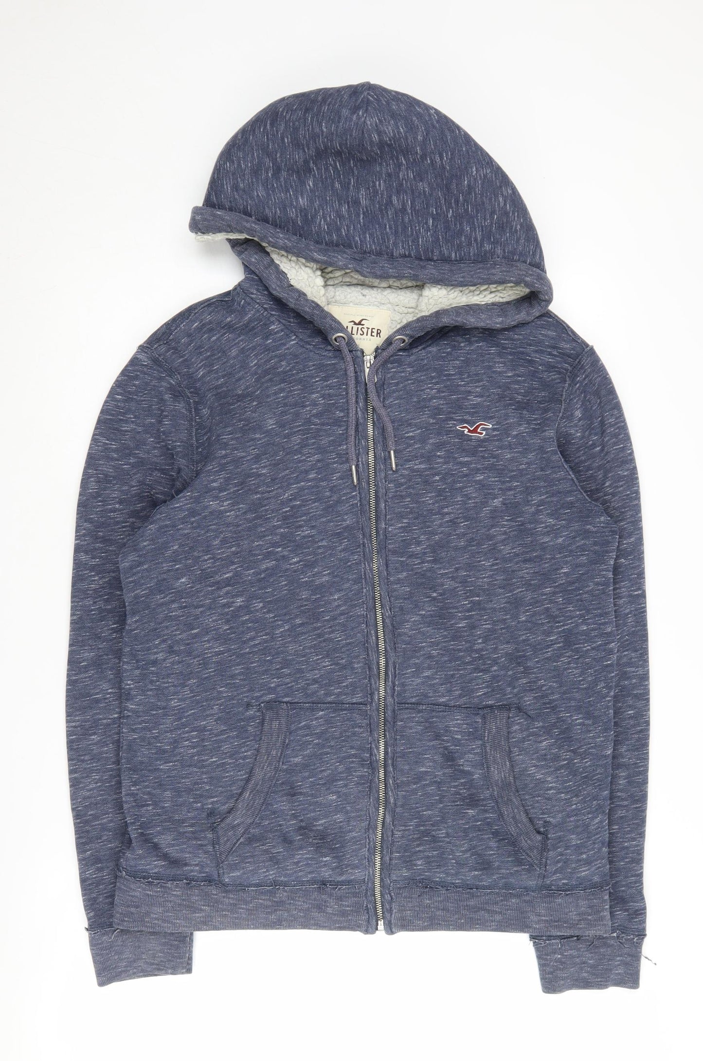 Hollister Men's Blue Zip Hoodie M - Fleece Lined