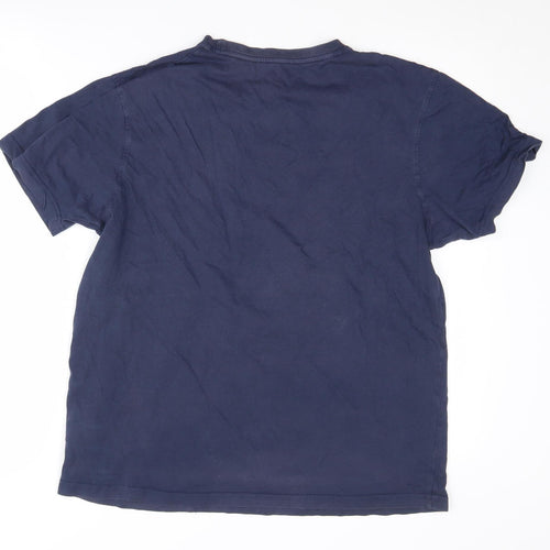 Mantaray Blue Beach Print Men's T-Shirt, Medium