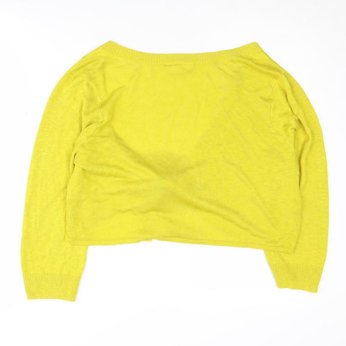 Wallis Women's Yellow Cardigan, Size L, Long Sleeve