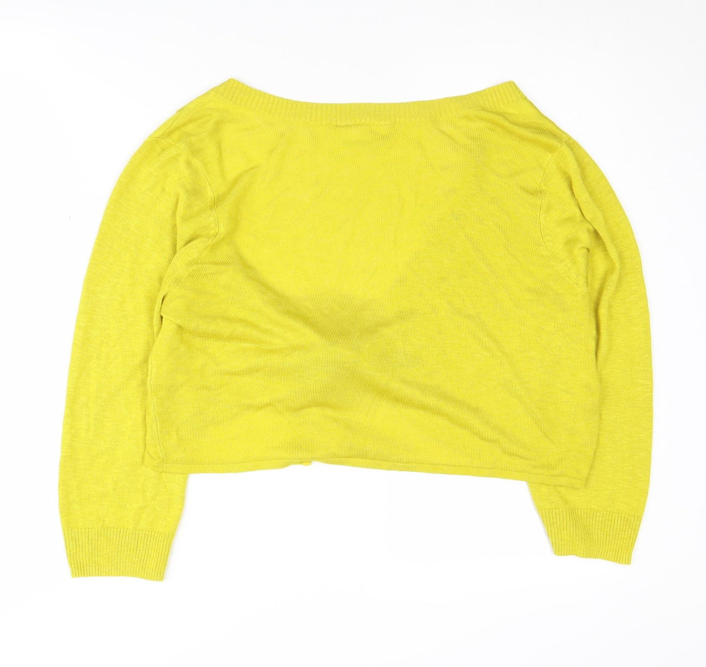 Wallis Women's Yellow Cardigan, Size L, Long Sleeve