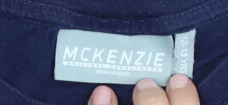 McKenzie Boys Blue T-Shirt 12-13 Years Short Sleeve Logo
