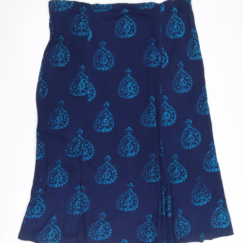 East Women's Blue Geometric Cotton Skirt Size 18