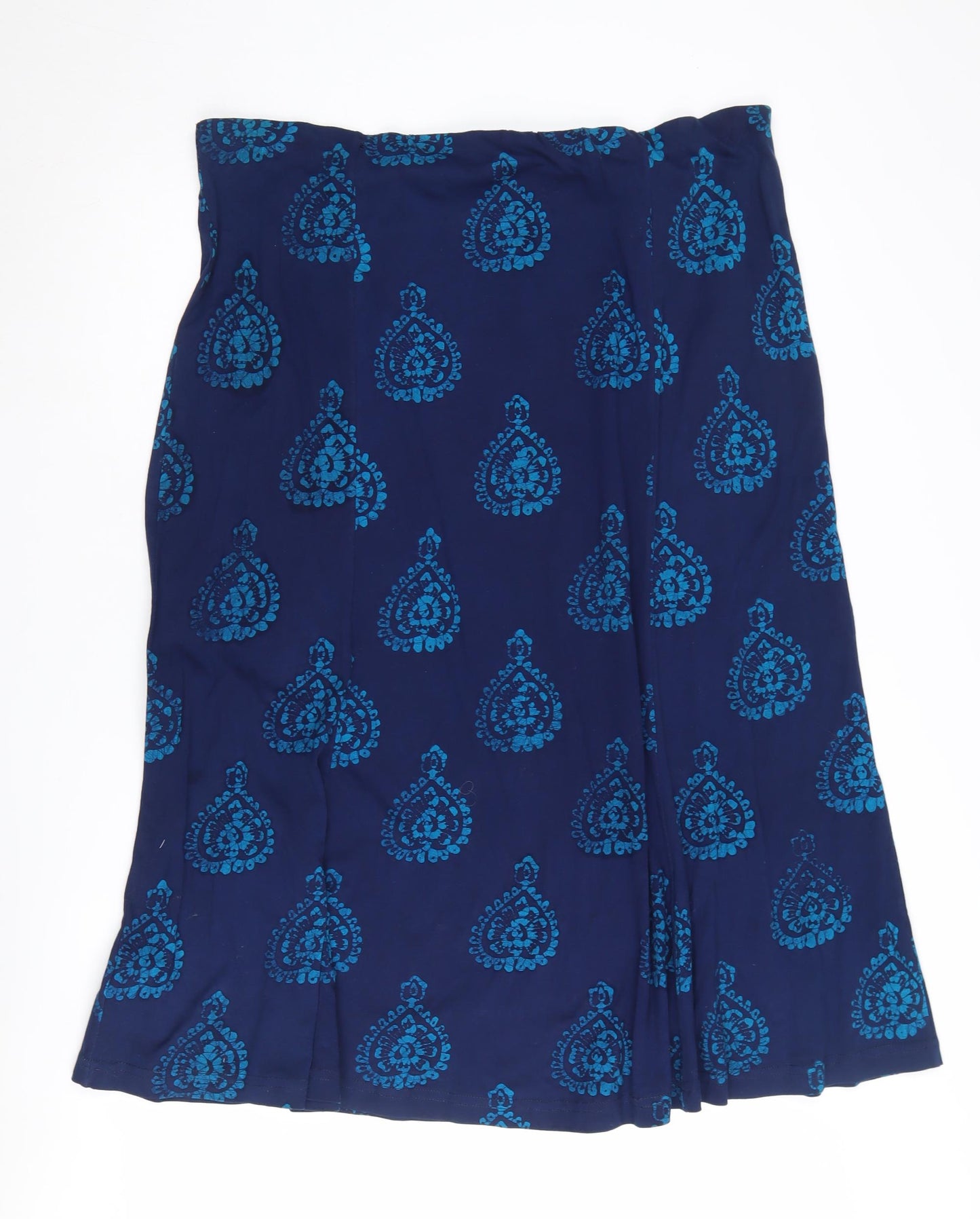 East Women's Blue Geometric Cotton Skirt Size 18