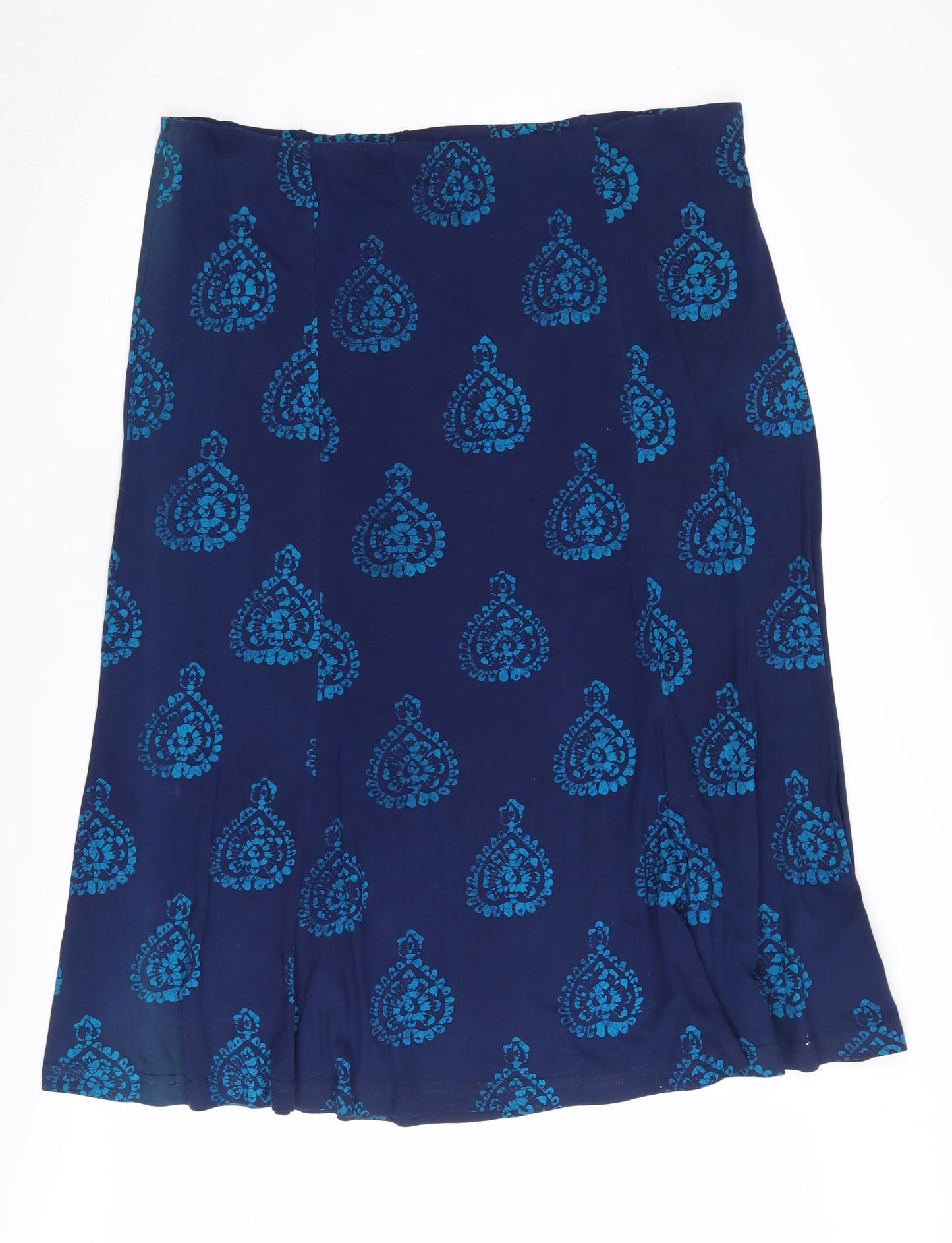 East Women's Blue Geometric Cotton Skirt Size 18
