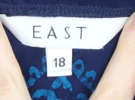 East Women's Blue Geometric Cotton Skirt Size 18