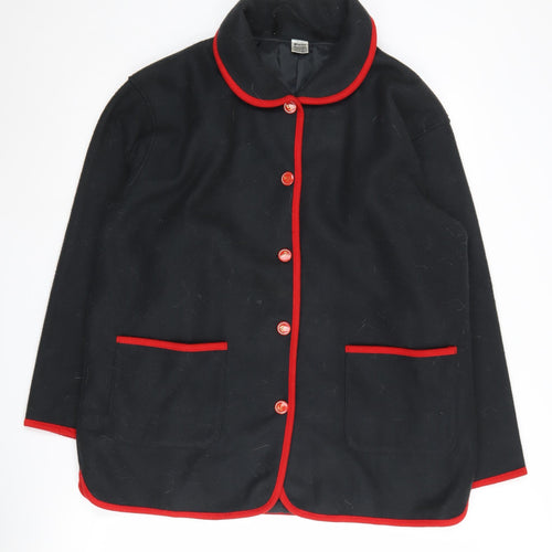 Damart Women's Black Fleece Jacket - M, Button Accents