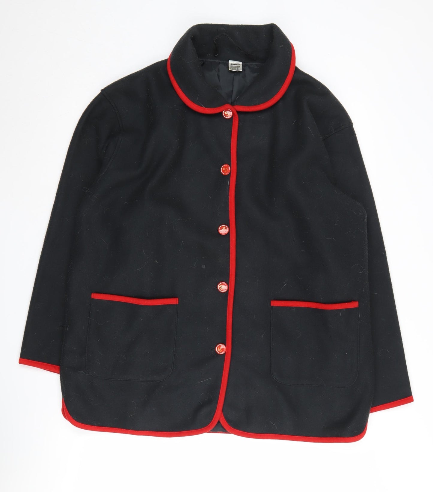 Damart Women's Black Fleece Jacket - M, Button Accents