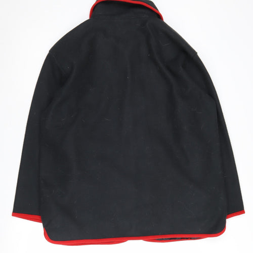 Damart Women's Black Fleece Jacket - M, Button Accents