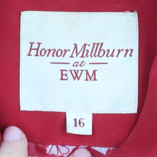 Honor Millburn Women's Red Mid-Length Overcoat Size 16