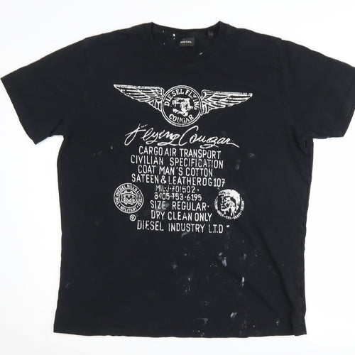 Diesel Men's Black XL Graphic T-Shirt, Regular Fit