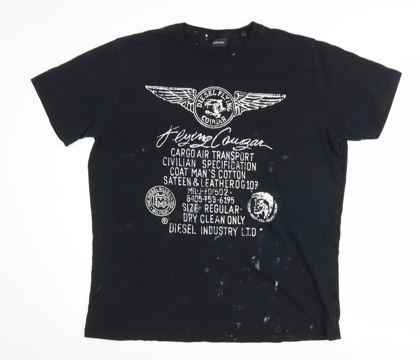 Diesel Men's Black XL Graphic T-Shirt, Regular Fit