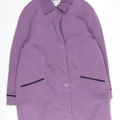 EWM Women's Purple Long Coat Size 16, Collared Style