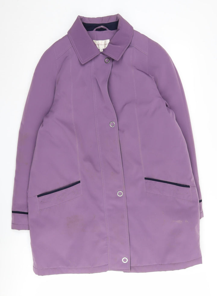 EWM Women's Purple Long Coat Size 16, Collared Style