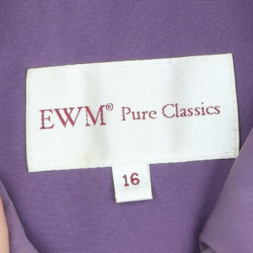 EWM Women's Purple Long Coat Size 16, Collared Style