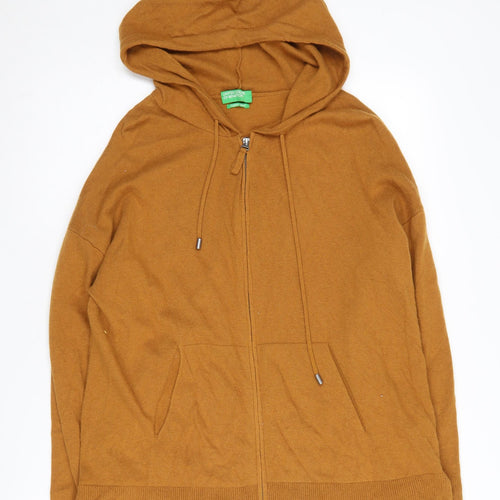 United Colors of Benetton Women's Brown Full Zip Hoodie S