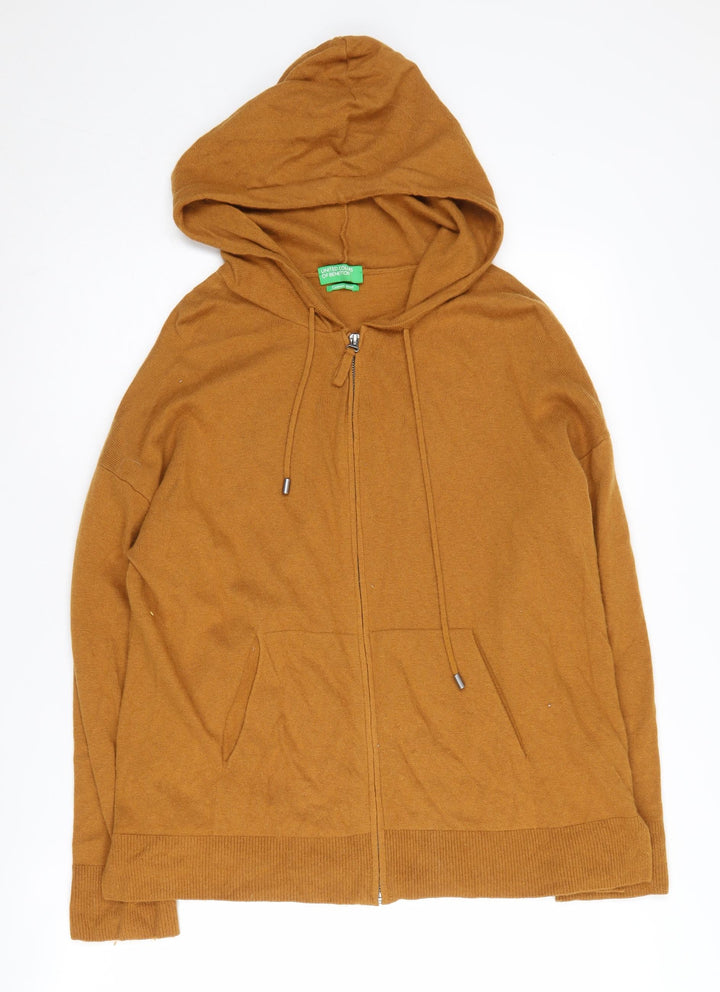 United Colors of Benetton Women's Brown Full Zip Hoodie S