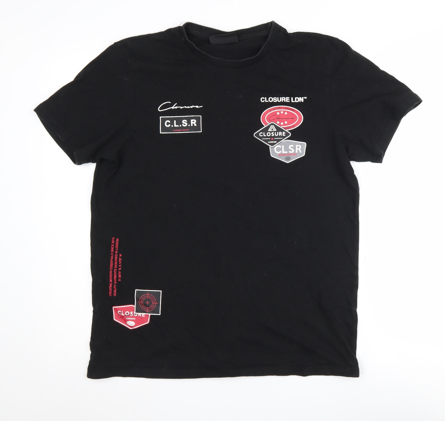 Closure London Men's Black Graphic Print T-Shirt Medium