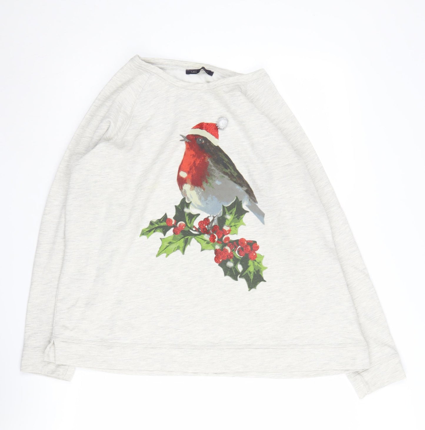 Marks & Spencer Women's Grey Christmas Pullover Sweatshirt Size 22