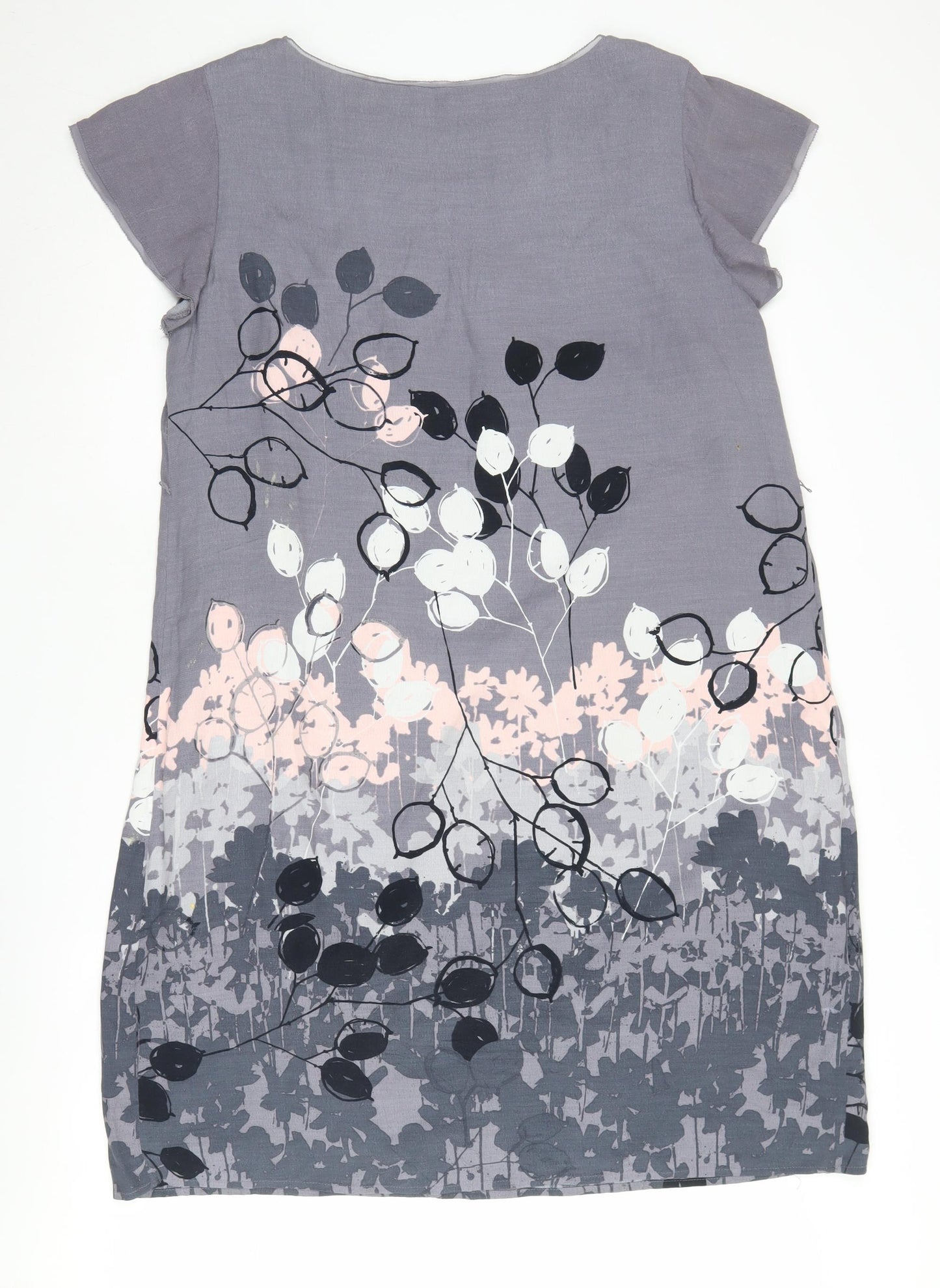 White Stuff Women's Grey Shift Dress, Size 18, Floral