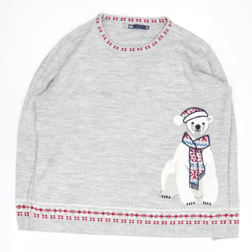 Isle Women's Grey Polar Bear XL Pullover Jumper