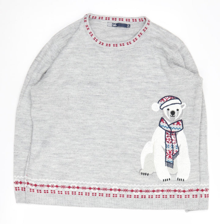 Isle Women's Grey Polar Bear XL Pullover Jumper