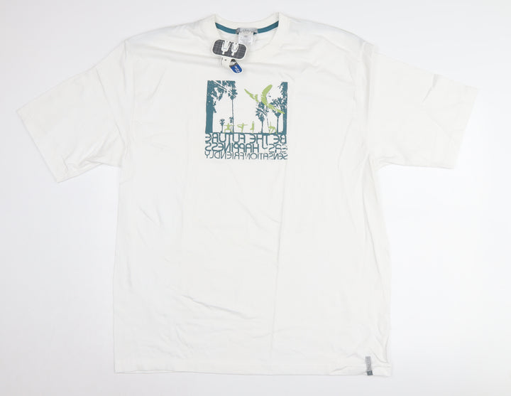 Decathlon Men's White Graphic Print Cotton T-Shirt