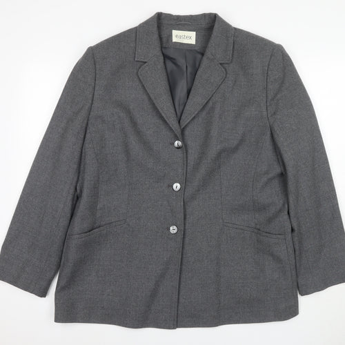 Eastex Grey Wool Blend Women's Blazer UK Size 20 Classic Style