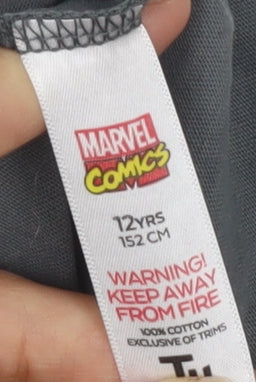 Marvel Boys Grey Superhero Graphic T-Shirt, Size 12 Years, Comics Theme