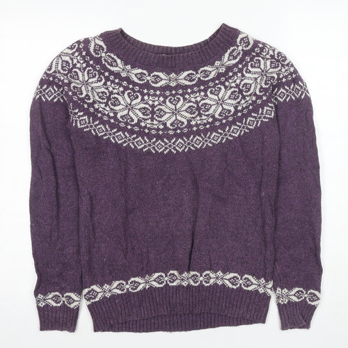 Fat Face Women's Purple Fair Isle Jumper Size 12