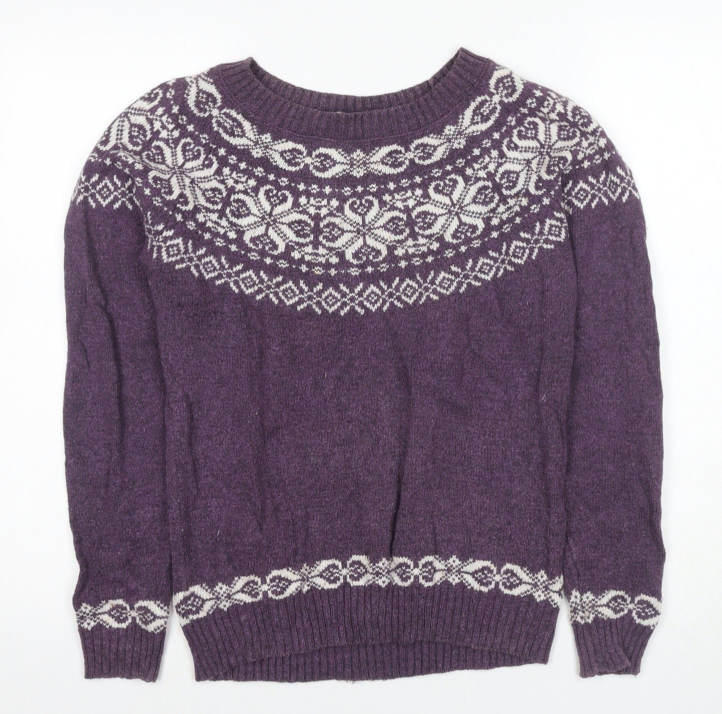 Fat Face Women's Purple Fair Isle Jumper Size 12