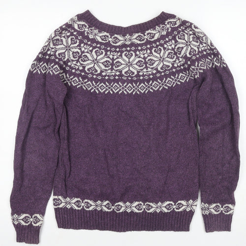 Fat Face Women's Purple Fair Isle Jumper Size 12