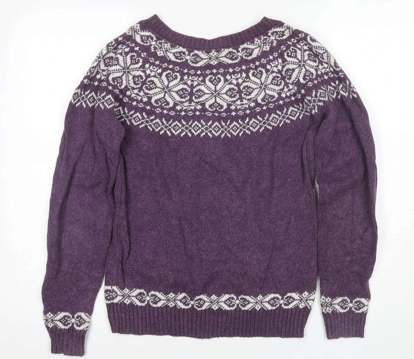 Fat Face Women's Purple Fair Isle Jumper Size 12