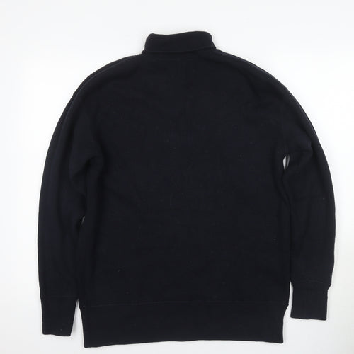 COS Women's Black Roll Neck Wool-Cotton Pullover Jumper - L