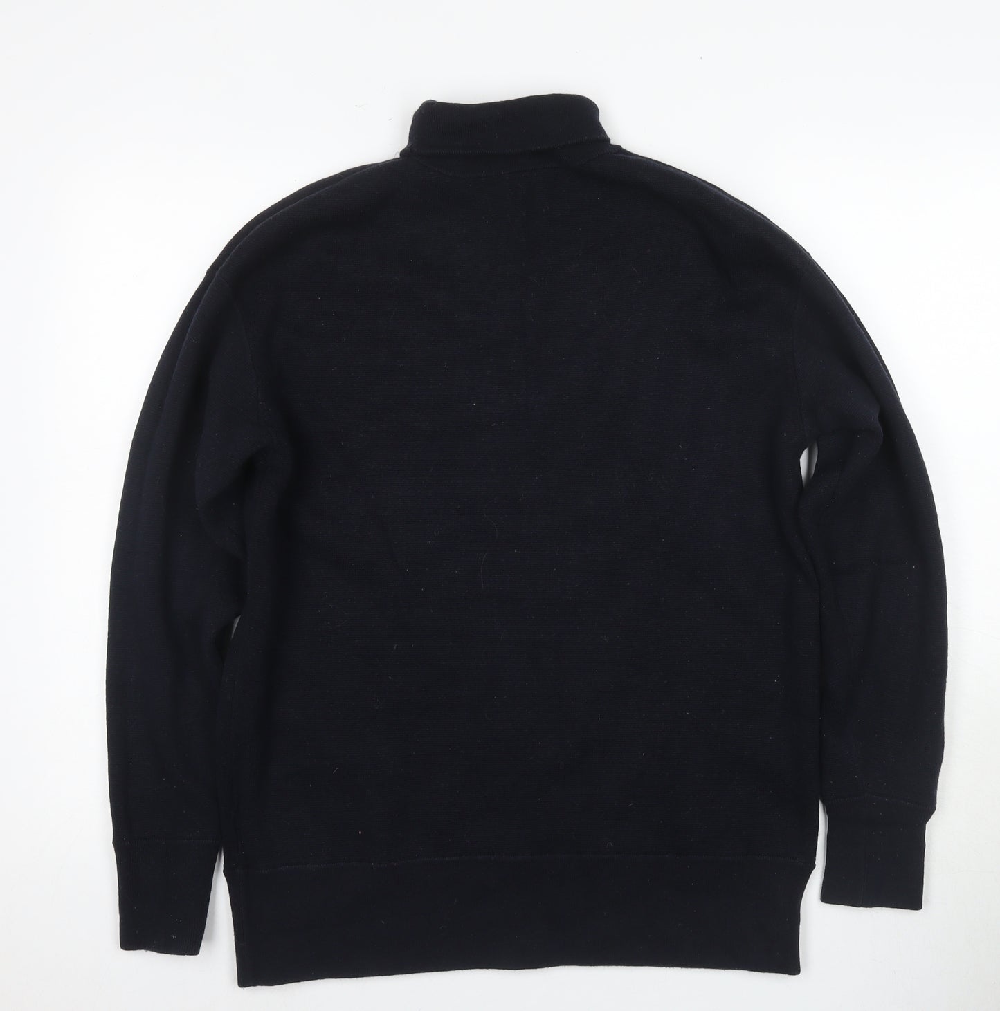 COS Women's Black Roll Neck Wool-Cotton Pullover Jumper - L