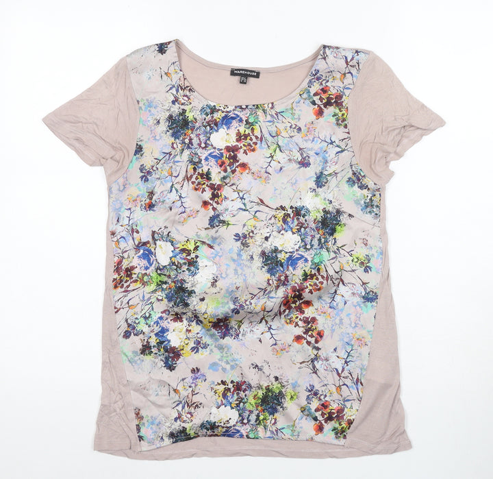 Warehouse Women’s Multicoloured Floral T-Shirt, Size 8