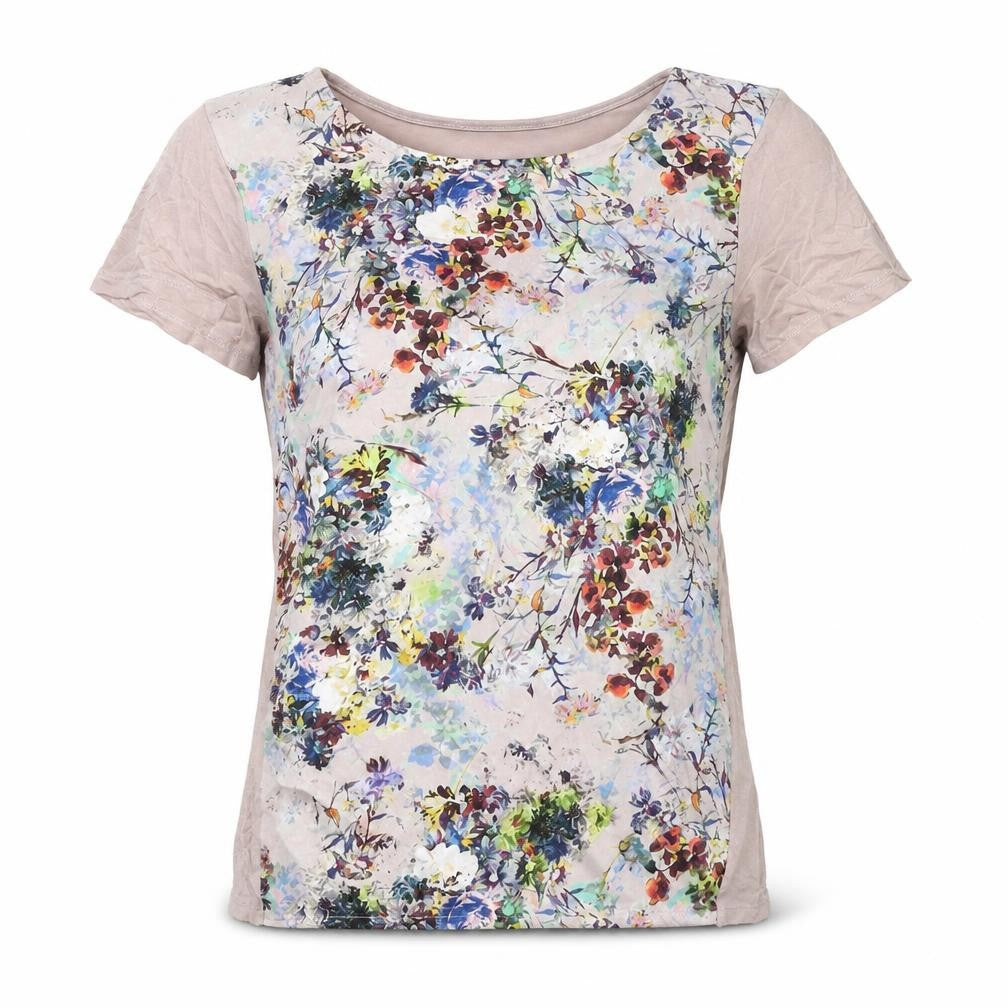 Front view of Warehouse Women’s Multicoloured Floral T-Shirt, size UK 8